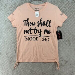 On Fire T-Shirt Womens Medium Pink Spell Out Attitude Gospel Print Short Sleeve